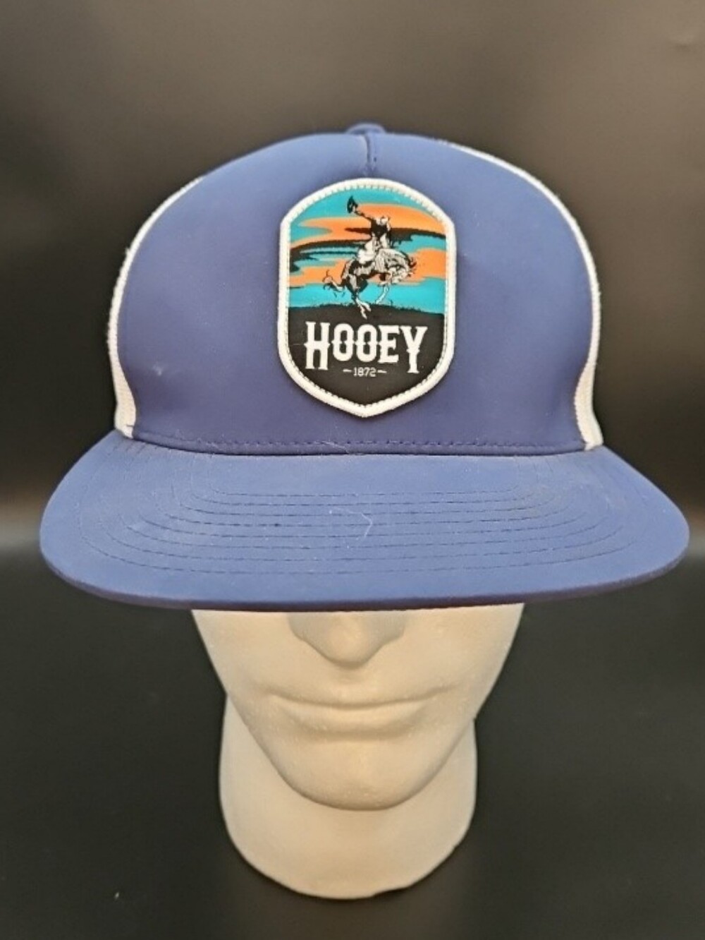 Hooey Adjustable Mesh Back Trucker Hat Rodeo Cowboy Blue White